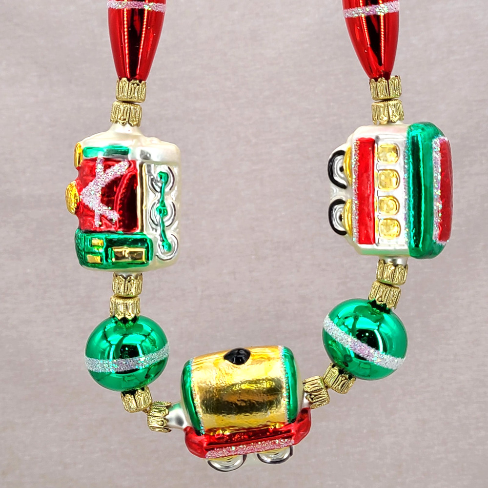 Rare Vintage West Germany Glass Train Garland 26” Inge Glas Old World Christmas